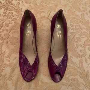 Bruno Magli Purple Leather Peep-Toe Heels – Size 9 AA